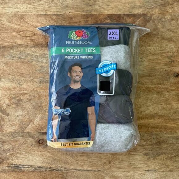 Fruit of the Loom Other - NEW 6Pk 2XL 50-52 Men's 6 Pocket Tees